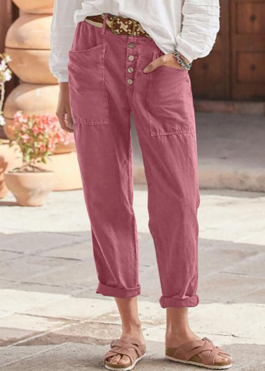 Christiane | Pantalon Fuselé Taille Haute à Boutons