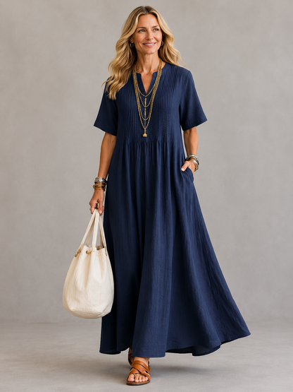 Sylvanie | Robe Longue Plissée Coupe Détendue