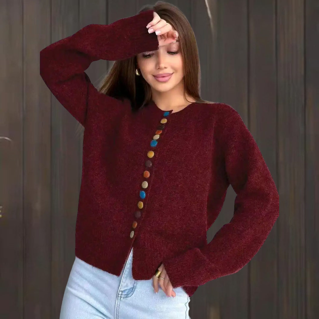 Nélida | Gilet Maille Boutons Colorés