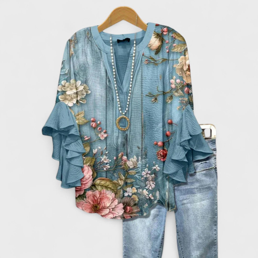 Noémie | Blouse Légère Imprimée Manches Longues pour Été