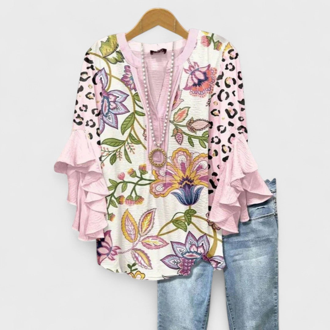 Noémie | Blouse Légère Imprimée Manches Longues pour Été