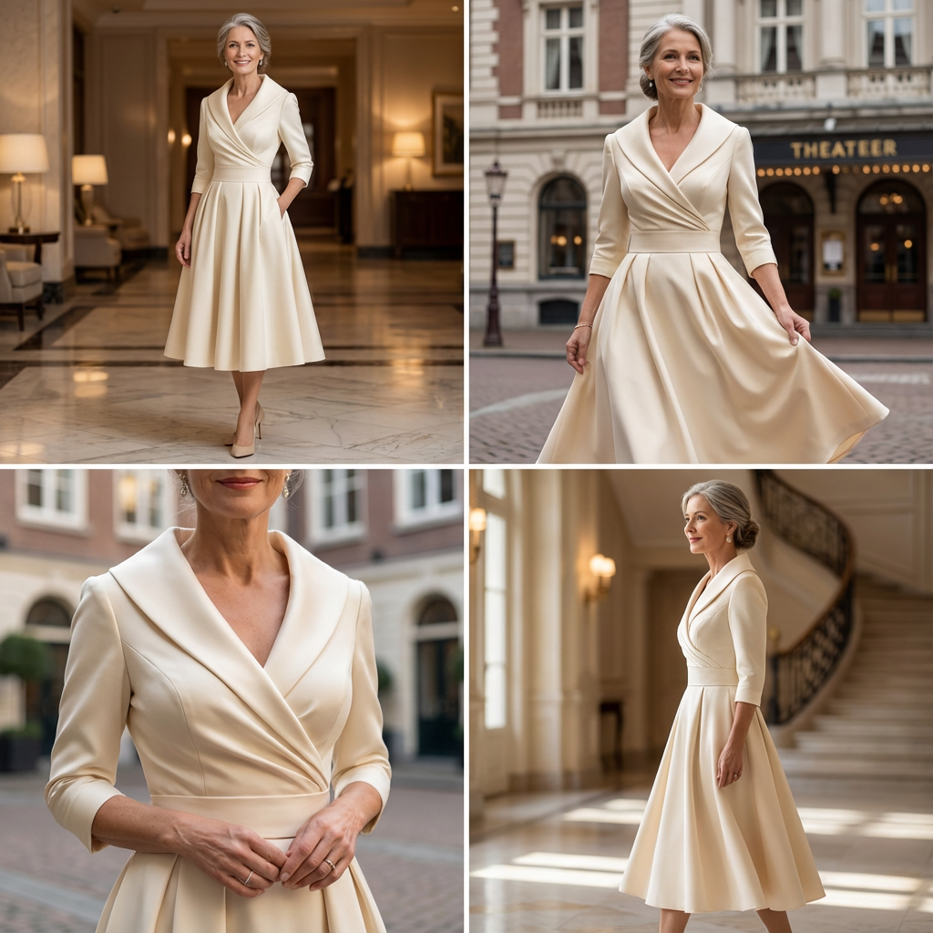 Ombeline | Robe Midi à Éclat Subtil Manches 3/4
