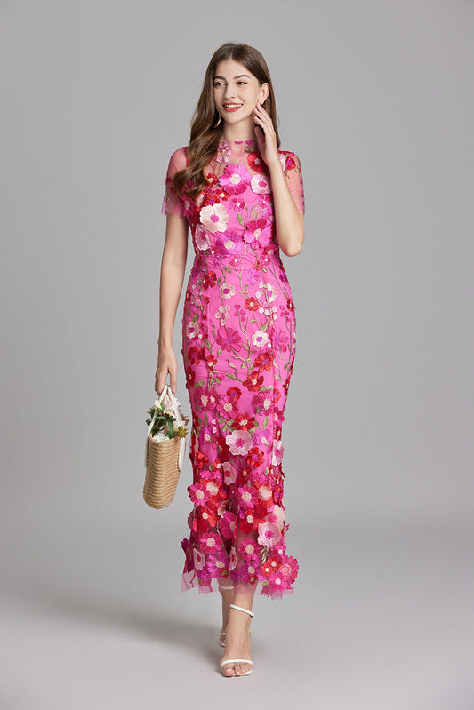 Vaubine | Robe Midi Fleurie Manches Courtes