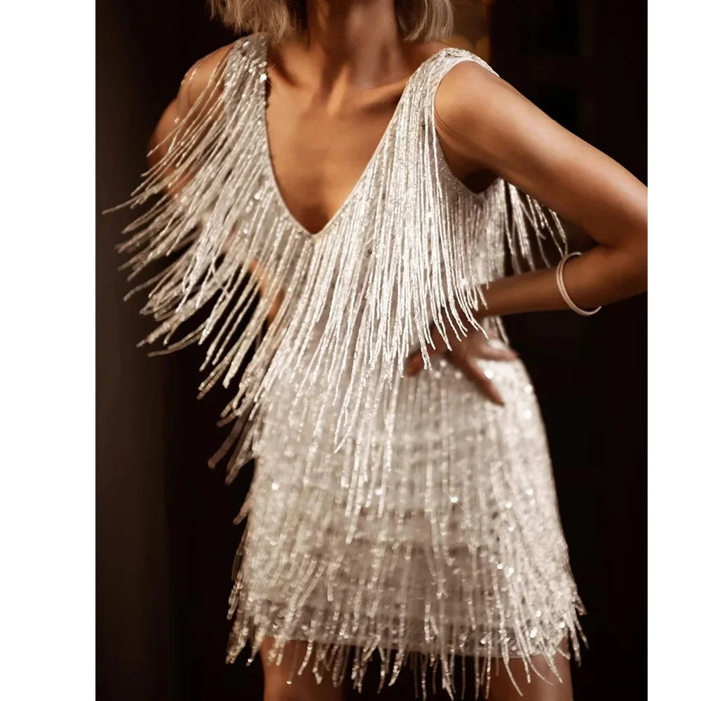 Kimberly | Robe Courte à Franges pour Soirée