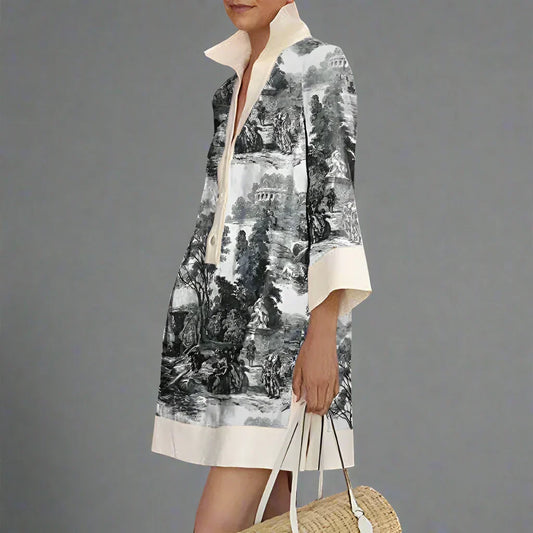 Odette | Robe Courte Tunique Imprimé Toile