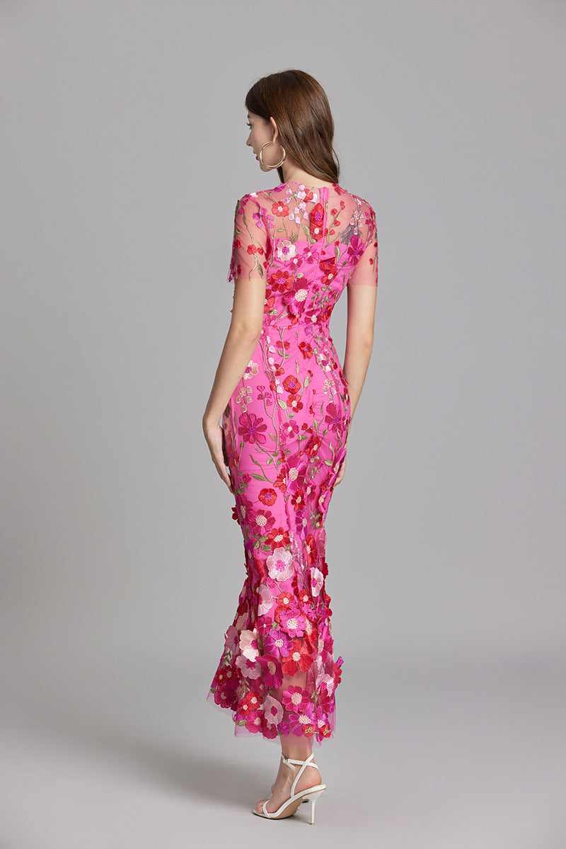 Vaubine | Robe Midi Fleurie Manches Courtes