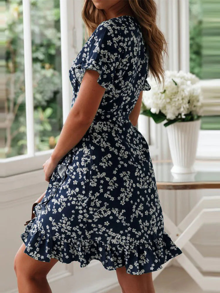 Gianna | Robe Courte Fleurie Portefeuille