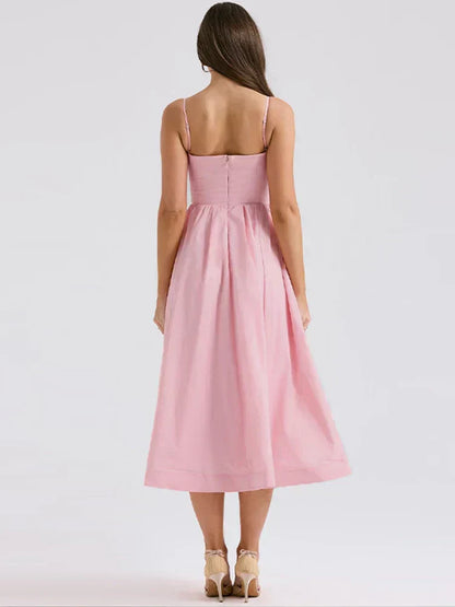 Albane | Robe Midi Bretelles Réglables pour Mariage Invitée