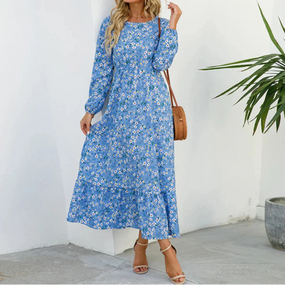 Vianne | Robe Longue Fleurie d'Été à Manches Longues