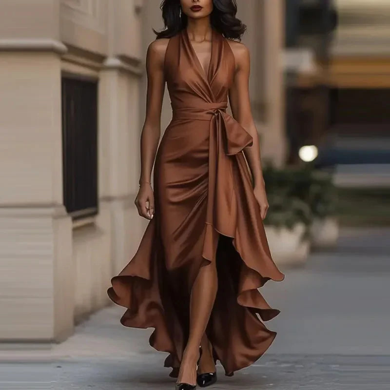 Keltie | Robe Maxi Satinée Dos Nu