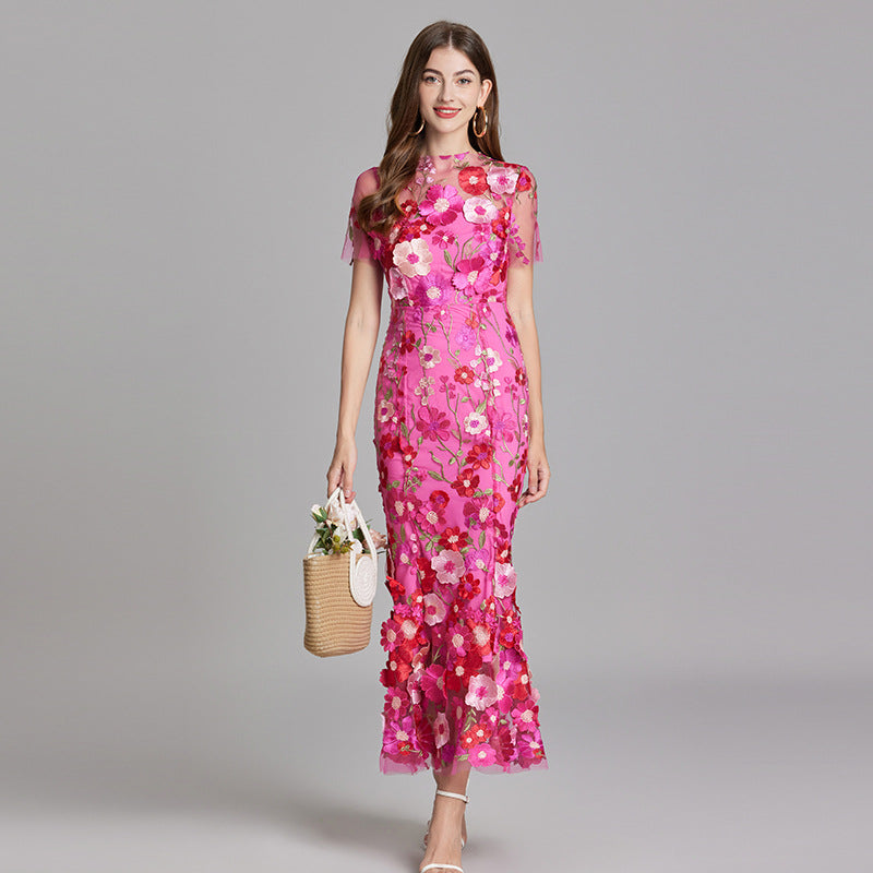 Vaubine | Robe Midi Fleurie Manches Courtes