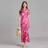 Vaubine | Robe Midi Fleurie Manches Courtes