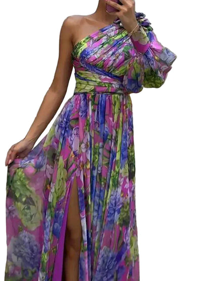 Aurore | Robe Longue Asymétrique à Imprimé Floral