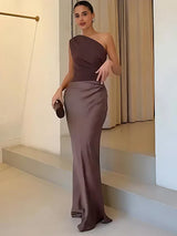 Claudette | Robe Longue Satinée à Fente