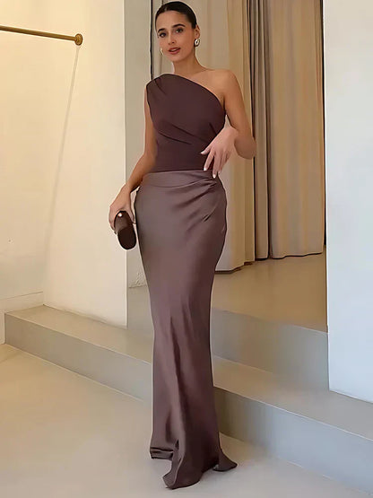 Claudette | Robe Longue Satinée à Fente