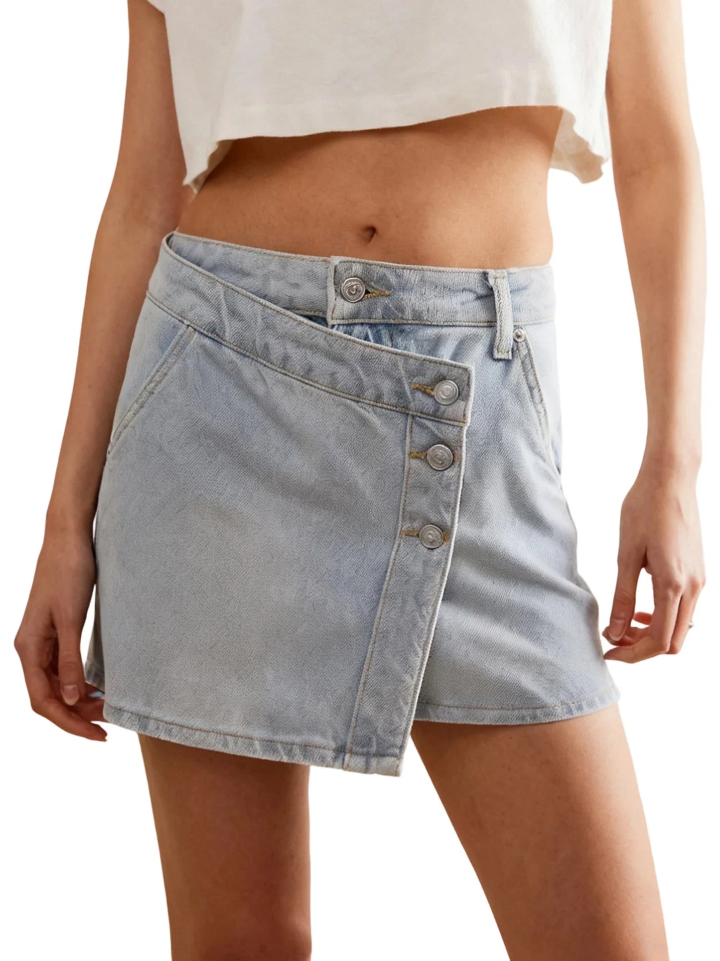 Lucia jupe mini en jean taille haute femme