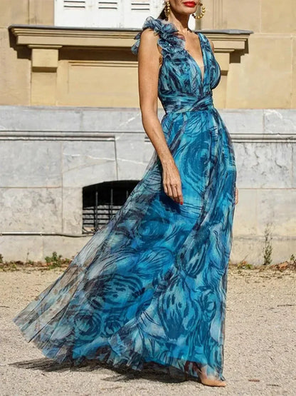 Capucine | Robe Longue Fleurie Sans Manches pour Mariage Invitée