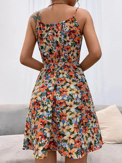 Naélie | Robe Courte Florale d’Été Col Halter
