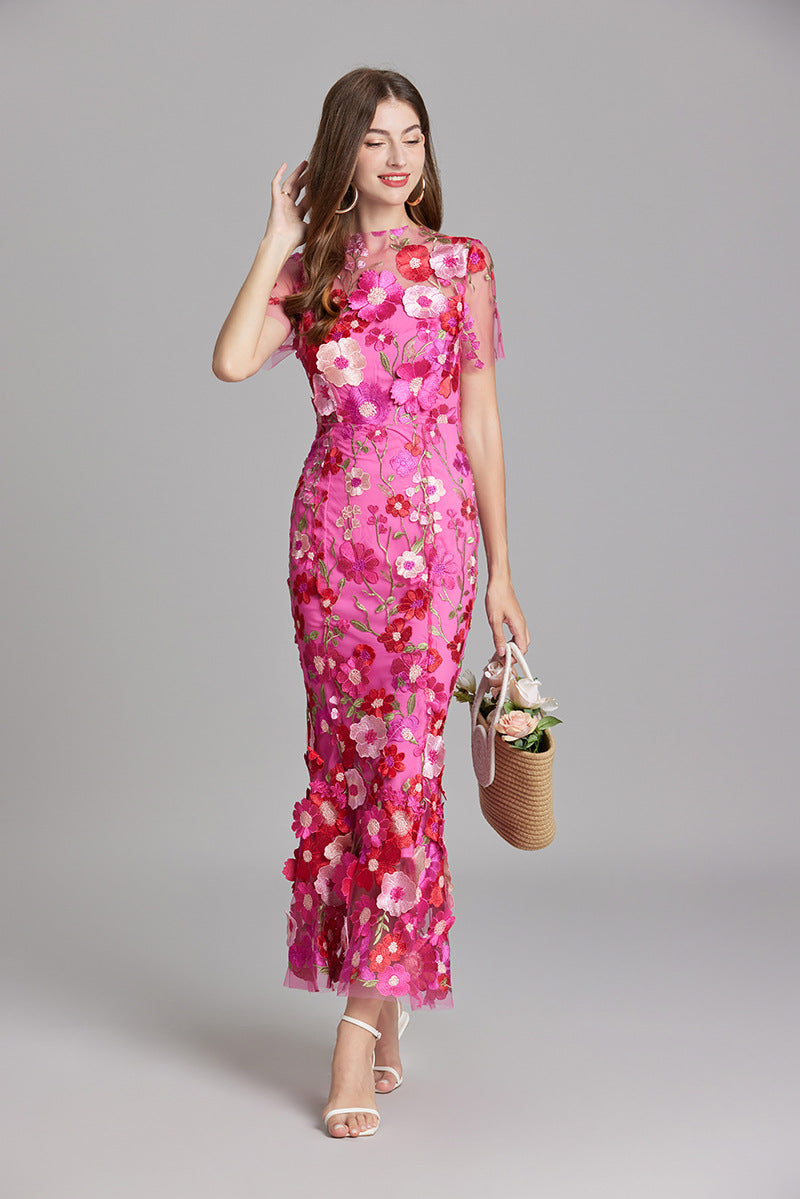 Vaubine | Robe Midi Fleurie Manches Courtes