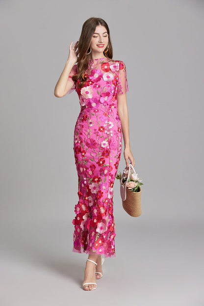 Vaubine | Robe Midi Fleurie Manches Courtes