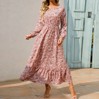 Vianne | Robe Longue Fleurie d'Été à Manches Longues