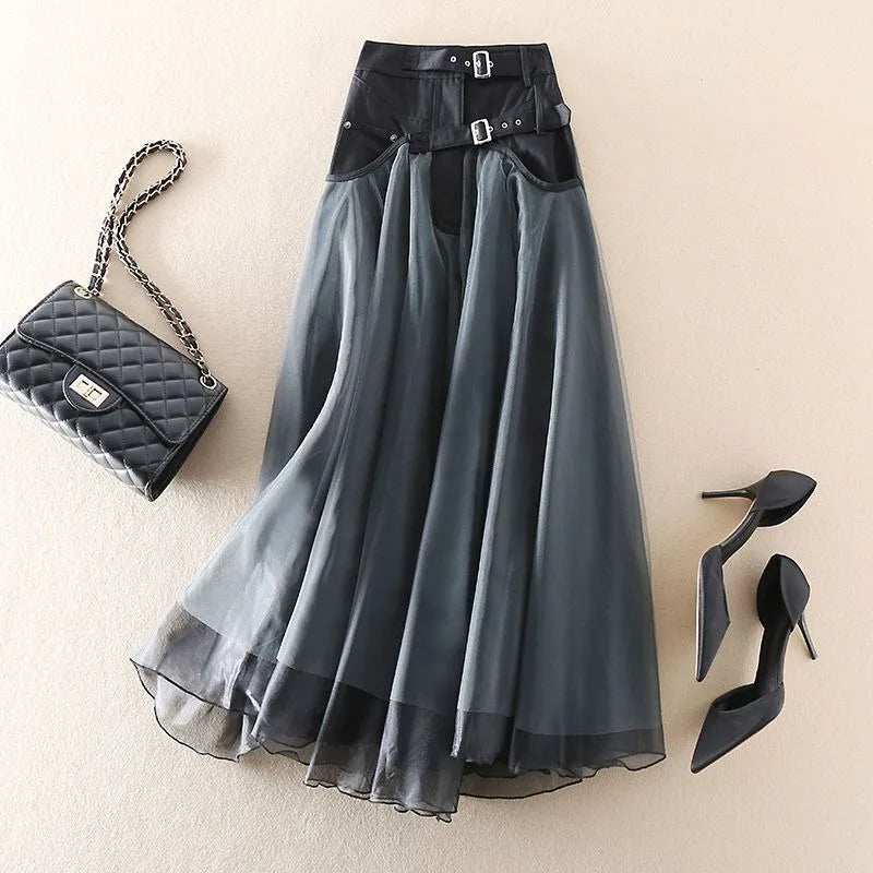 Elena jupe maxi en tulle taille haute femme