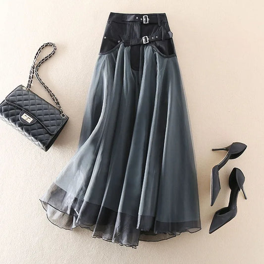Elena jupe maxi en tulle taille haute femme