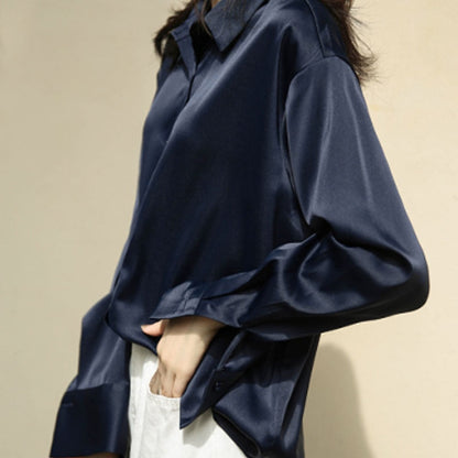 Margot | Chemisier Satiné Manches Longues pour Tenue Élégante