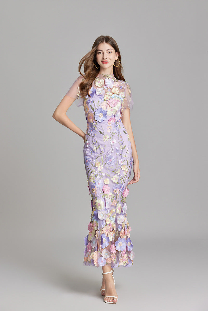 Vaubine | Robe Midi Fleurie Manches Courtes