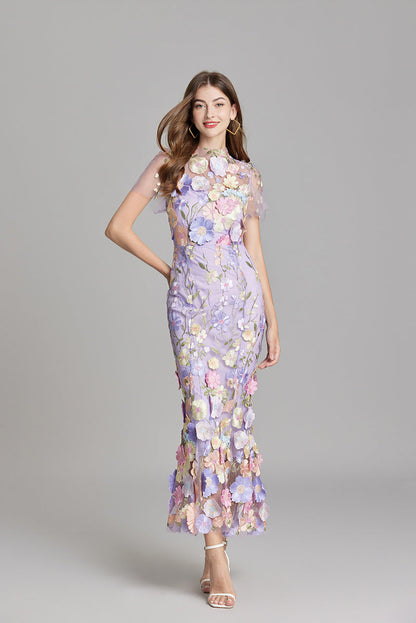 Vaubine | Robe Midi Fleurie Manches Courtes