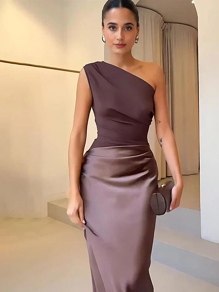 Claudette | Robe Longue Satinée à Fente
