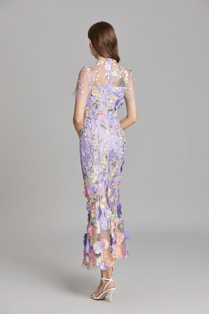 Vaubine | Robe Midi Fleurie Manches Courtes