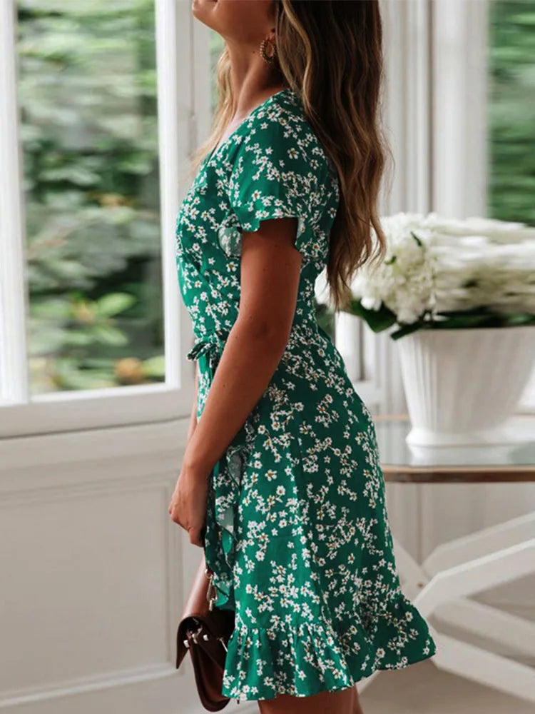 Gianna | Robe Courte Fleurie Portefeuille