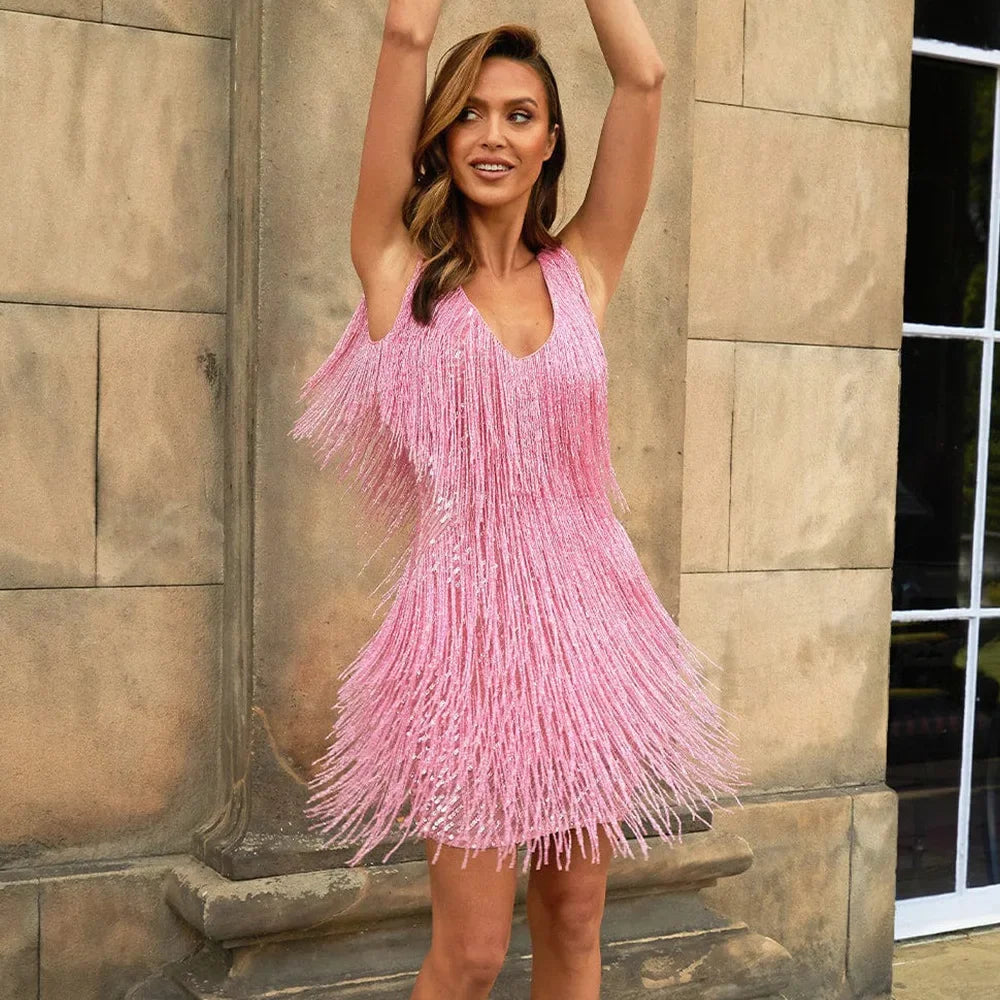 Kimberly | Robe Courte à Franges pour Soirée