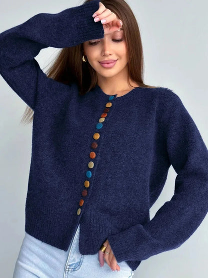 Nélida | Gilet Maille Boutons Colorés