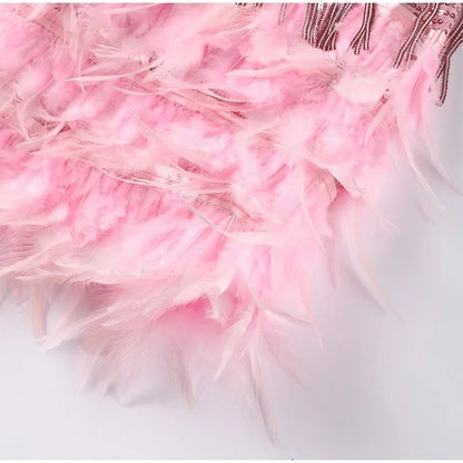 Léna | Robe Courte Sequins et Plumes pour Soirée