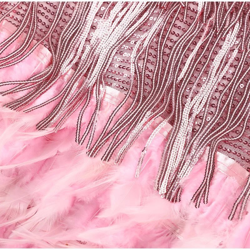 Léna | Robe Courte Sequins et Plumes pour Soirée