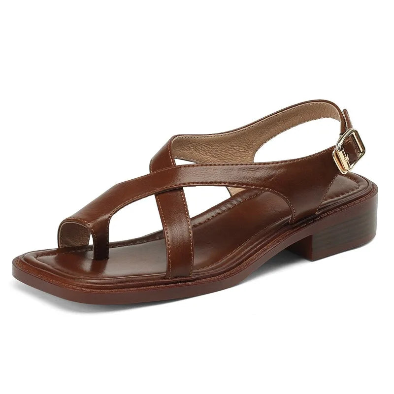 Céline | Sandales Croisées Effet Cuir Talon Bas pour Été