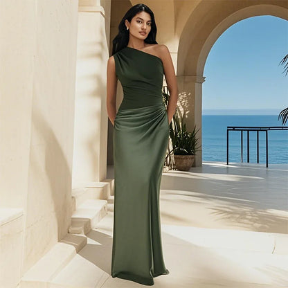 Claudette | Robe Longue Satinée à Fente