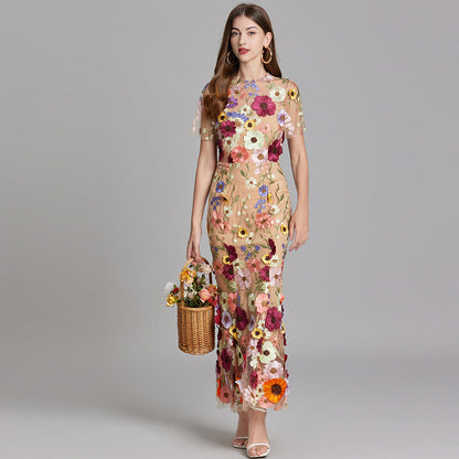 Vaubine | Robe Midi Fleurie Manches Courtes