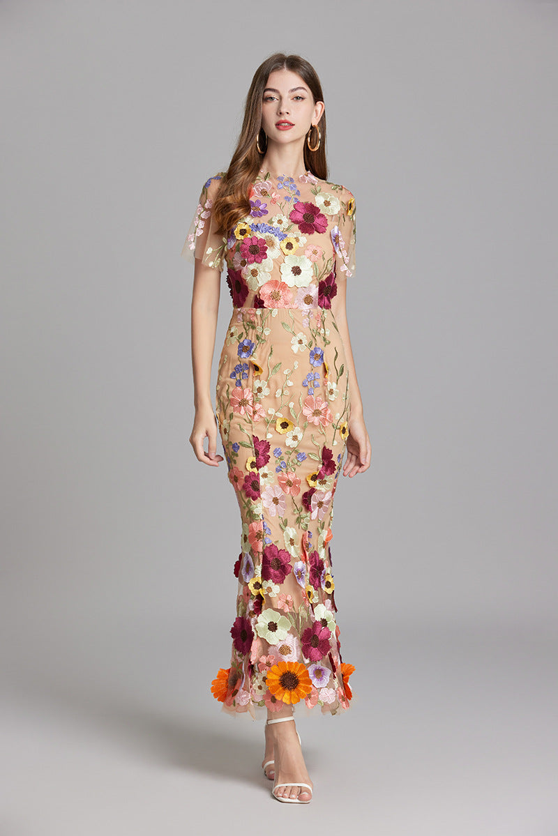 Vaubine | Robe Midi Fleurie Manches Courtes