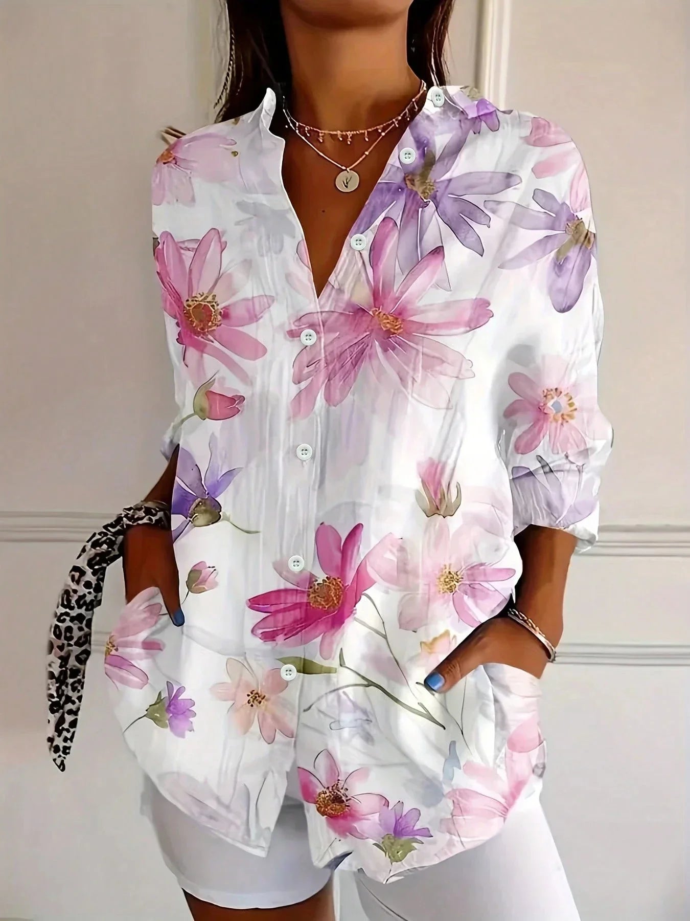 Roxane | Blouse Imprimée Colorée Manches Longues pour Été