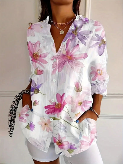Roxane | Blouse Imprimée Colorée Manches Longues pour Été
