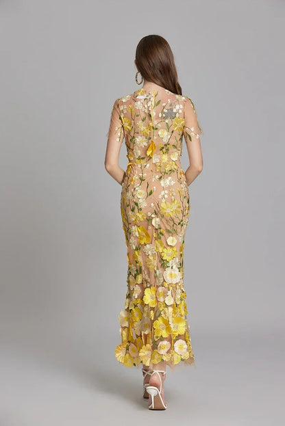 Vaubine | Robe Midi Fleurie Manches Courtes