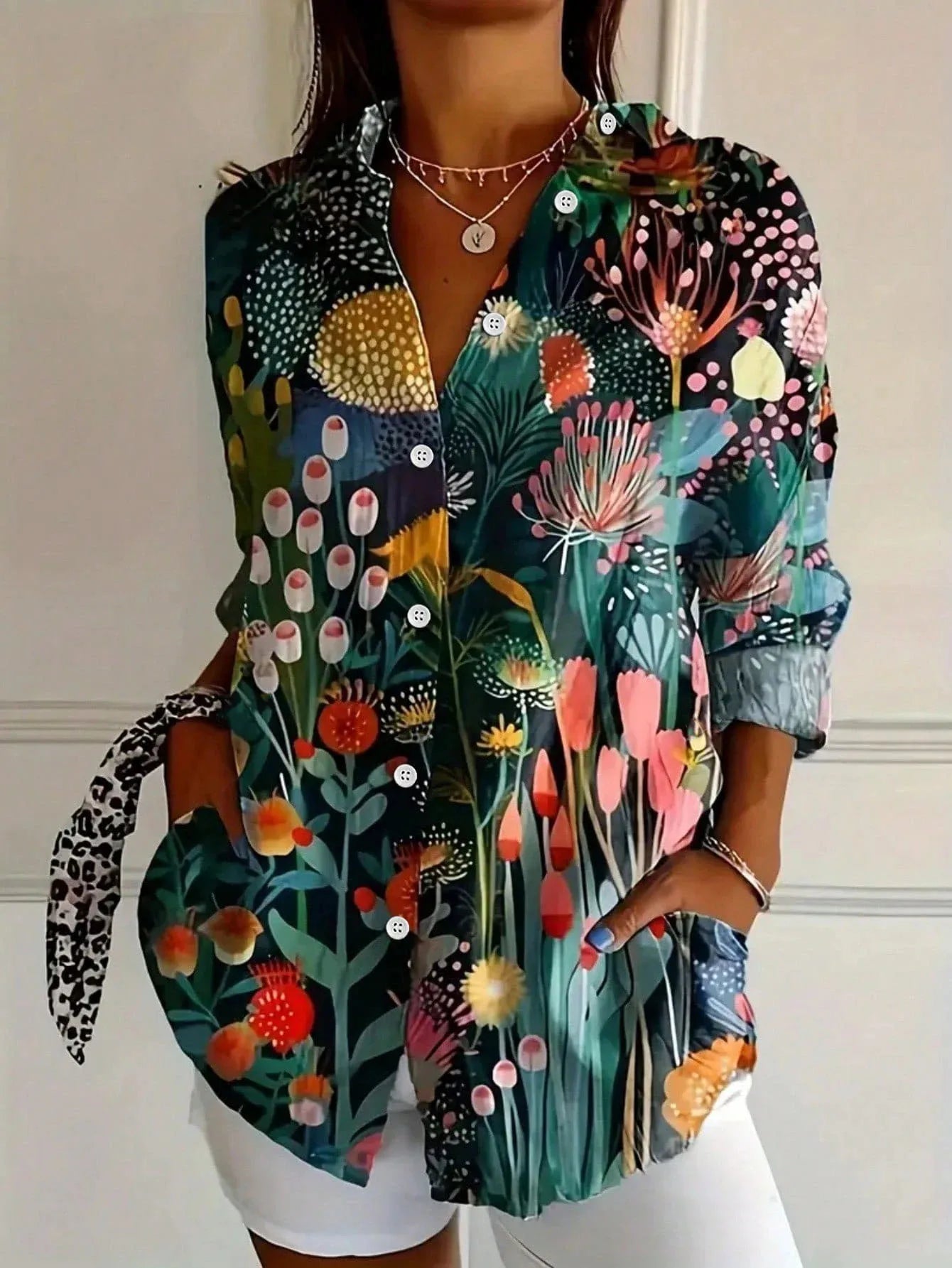 Roxane | Blouse Imprimée Colorée Manches Longues pour Été
