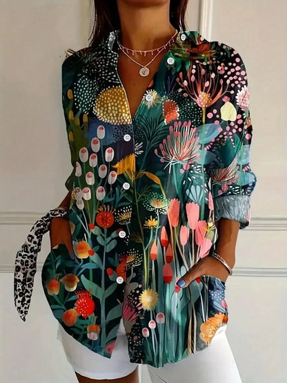 Roxane | Blouse Imprimée Colorée Manches Longues pour Été