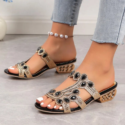 Odette | Sandales Bijoux Talon Bas pour Cérémonie