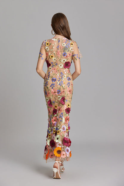 Vaubine | Robe Midi Fleurie Manches Courtes