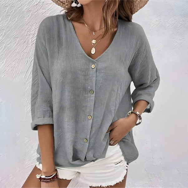 Pauline | Blouse Boutonnée Fluide Manches Longues pour Quotidien