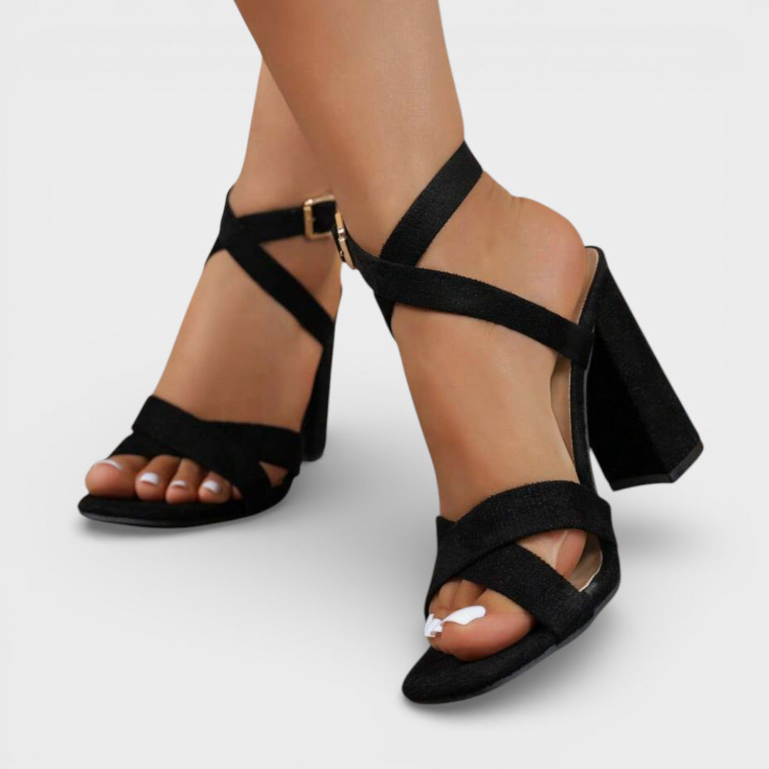 Sasha | Sandales à Talon Carré Brides Croisées